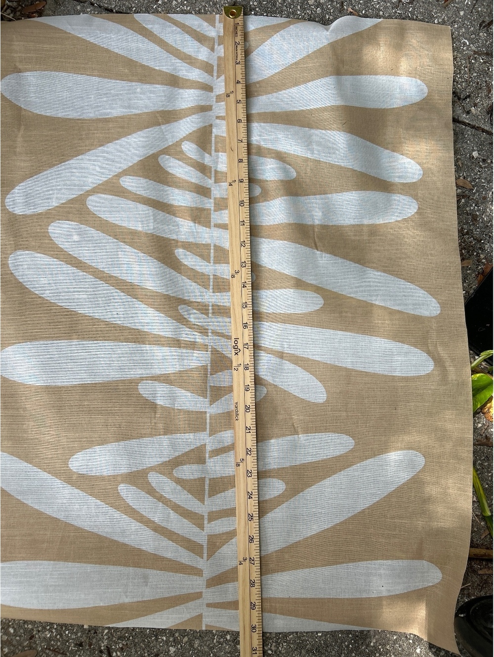 Beige and White Abstract Pattern Fabric by the Yard